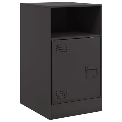 Sleek Black Steel Bedside Cabinet - 34.5x39x62 cm