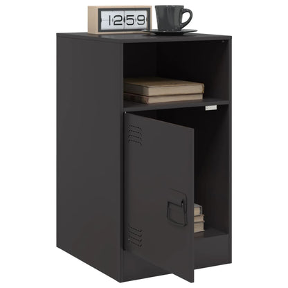 Sleek Black Steel Bedside Cabinet - 34.5x39x62 cm