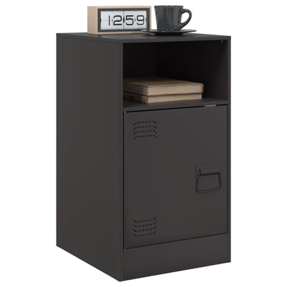 Sleek Black Steel Bedside Cabinet - 34.5x39x62 cm