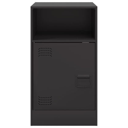 Sleek Black Steel Bedside Cabinet - 34.5x39x62 cm