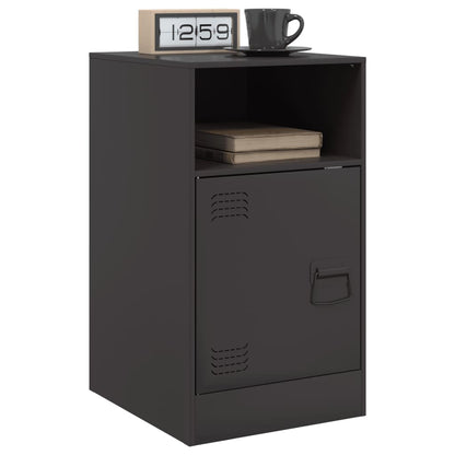 Stylish Black Steel Bedside Cabinets Set of 2, 34.5x39x62 cm