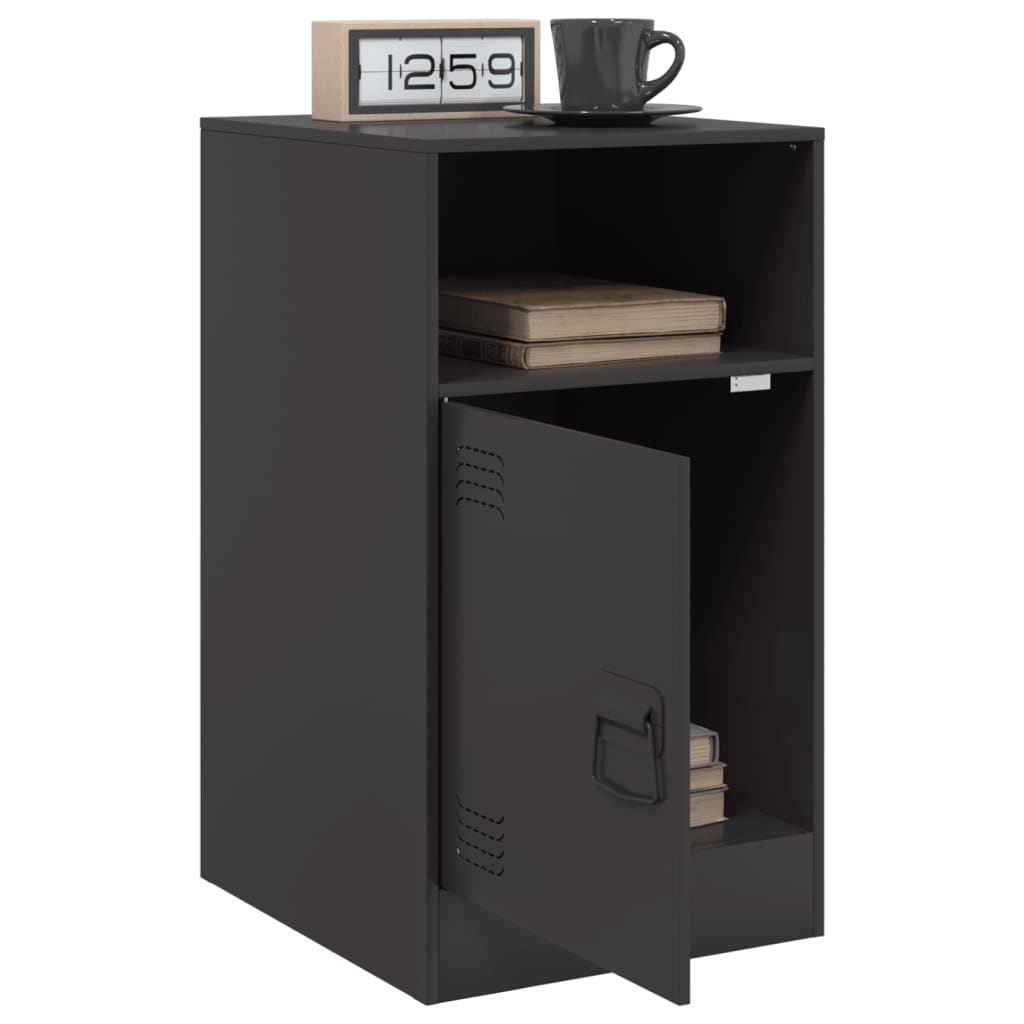 Stylish Black Steel Bedside Cabinets Set of 2, 34.5x39x62 cm