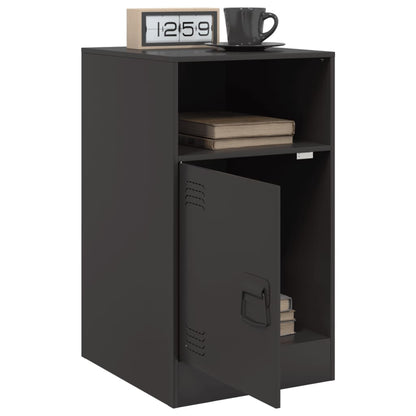 Stylish Black Steel Bedside Cabinets Set of 2, 34.5x39x62 cm