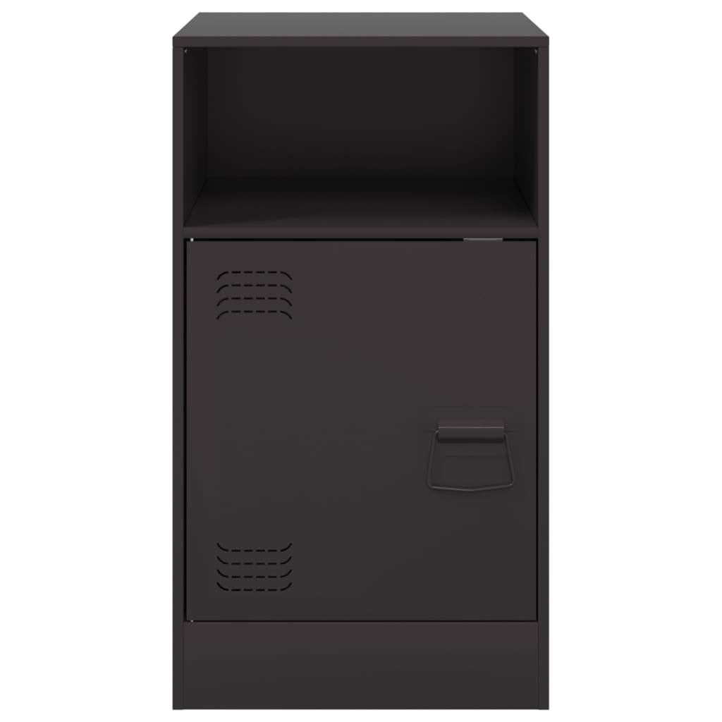 Stylish Black Steel Bedside Cabinets Set of 2, 34.5x39x62 cm