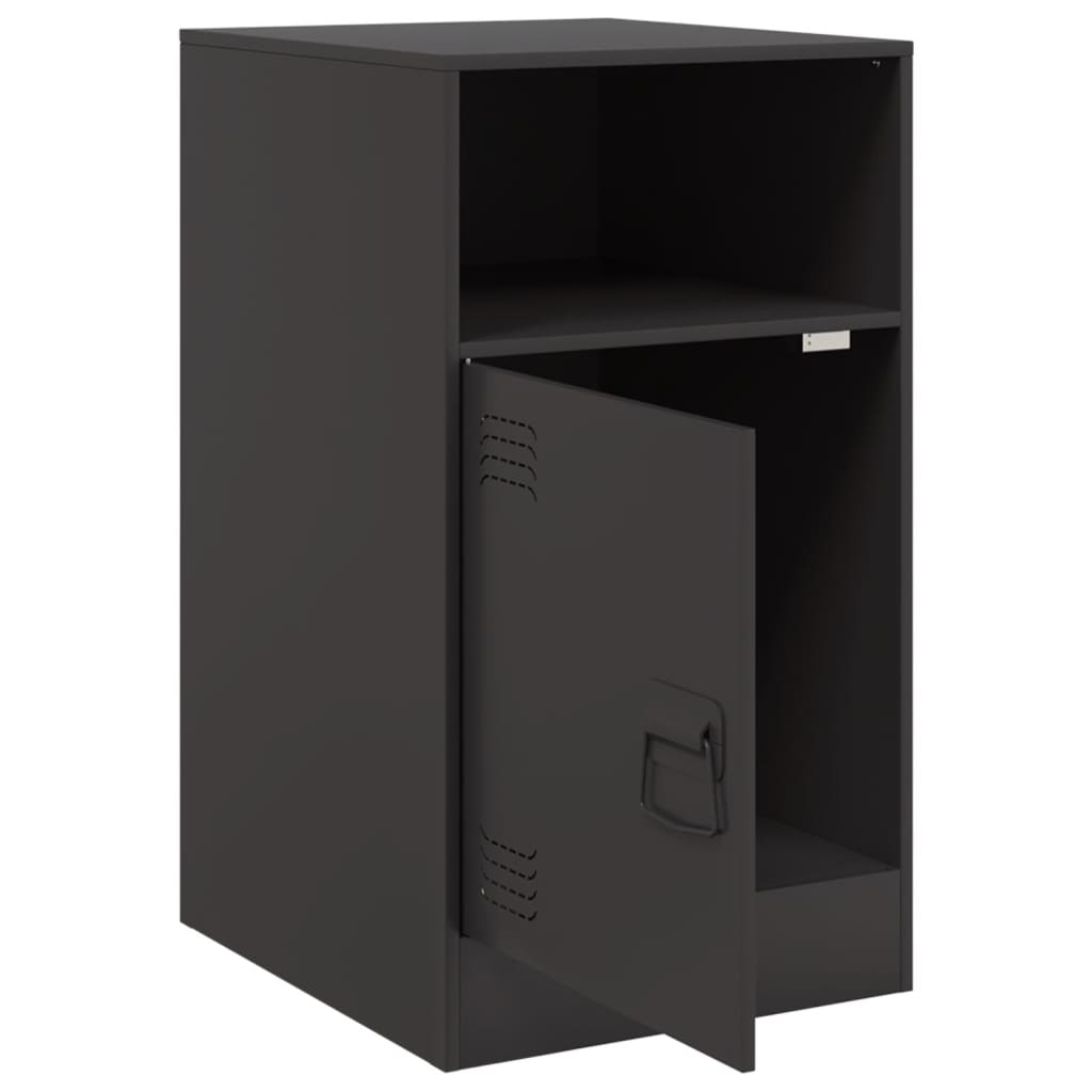 Stylish Black Steel Bedside Cabinets Set of 2, 34.5x39x62 cm