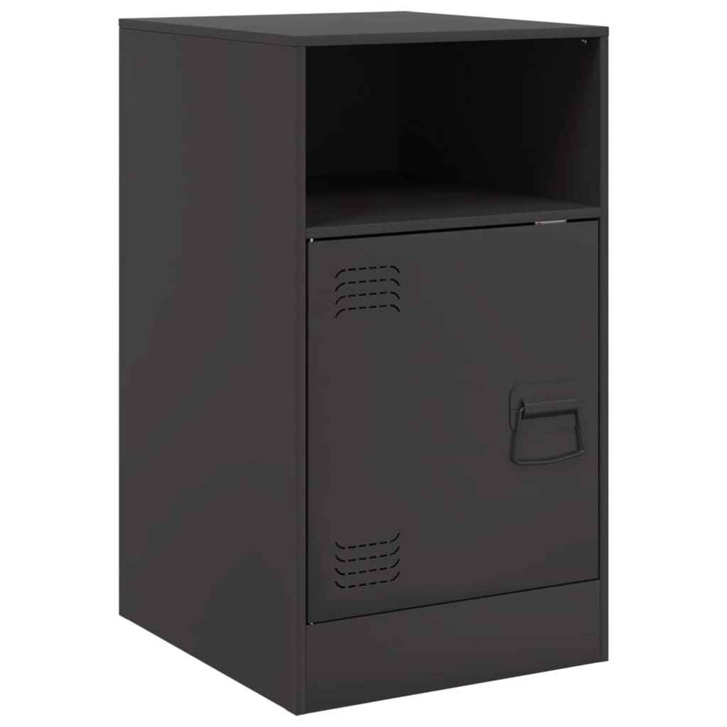 Stylish Black Steel Bedside Cabinets Set of 2, 34.5x39x62 cm
