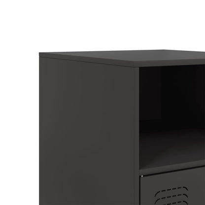 Stylish Black Steel Bedside Cabinets Set of 2, 34.5x39x62 cm