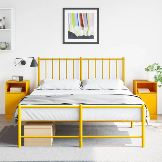 Mustard Yellow Steel Bedside Cabinets 2 Pcs - 34.5x39x62 cm