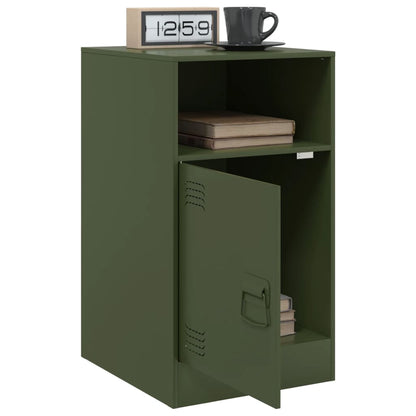 Olive Green Steel Bedside Cabinets - Set of 2 (34.5x39x62 cm)