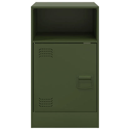 Olive Green Steel Bedside Cabinets - Set of 2 (34.5x39x62 cm)