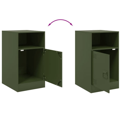 Olive Green Steel Bedside Cabinets - Set of 2 (34.5x39x62 cm)