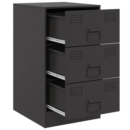 Sleek Black Steel Bedside Cabinet - 34.5x39x62 cm