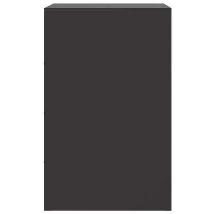 Sleek Black Steel Bedside Cabinet - 34.5x39x62 cm