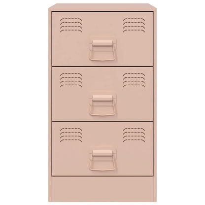 Steel Pink Bedside Cabinet - 34.5x39x62 cm for Stylish Storage