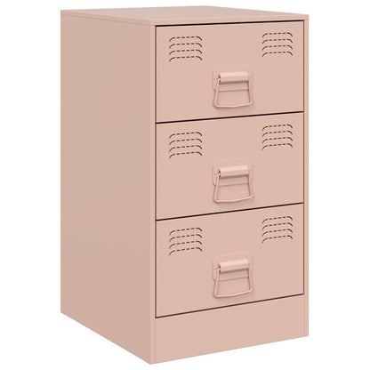 Steel Pink Bedside Cabinet - 34.5x39x62 cm for Stylish Storage
