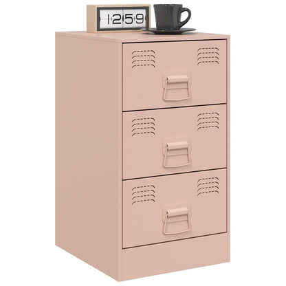 Pink Steel Bedside Cabinets Set of 2 - 34.5x39x62 cm
