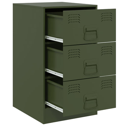 Pair of Olive Green Steel Bedside Cabinets - 34.5x39x62 cm