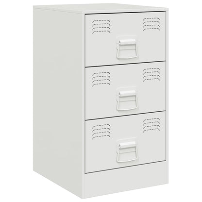 Steel Bedside Cabinet in White - 34.5x39x62 cm