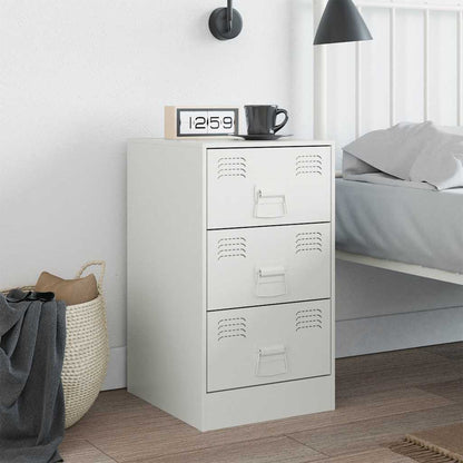 Steel Bedside Cabinet in White - 34.5x39x62 cm