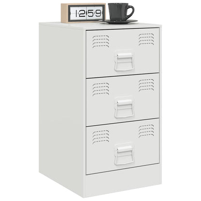 Steel Bedside Cabinet in White - 34.5x39x62 cm