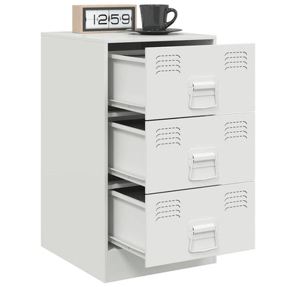 Steel Bedside Cabinet in White - 34.5x39x62 cm