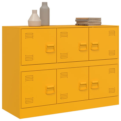 Mustard Yellow Steel Sideboard, 99x39x73 cm - Stylish Storage Solution
