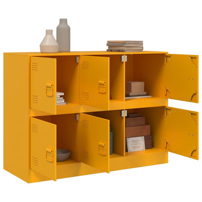 Mustard Yellow Steel Sideboard, 99x39x73 cm - Stylish Storage Solution