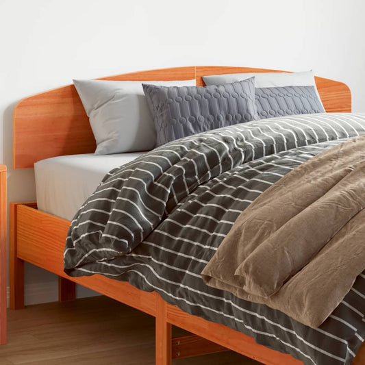 Solid Pine Wood Headboard Wax Brown 150cm