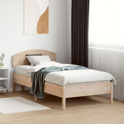 Solid Pine Wood Headboard - Natural Finish, 90 cm