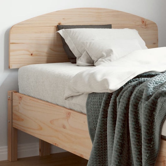 Solid Pine Wood Headboard - Natural Finish, 90 cm