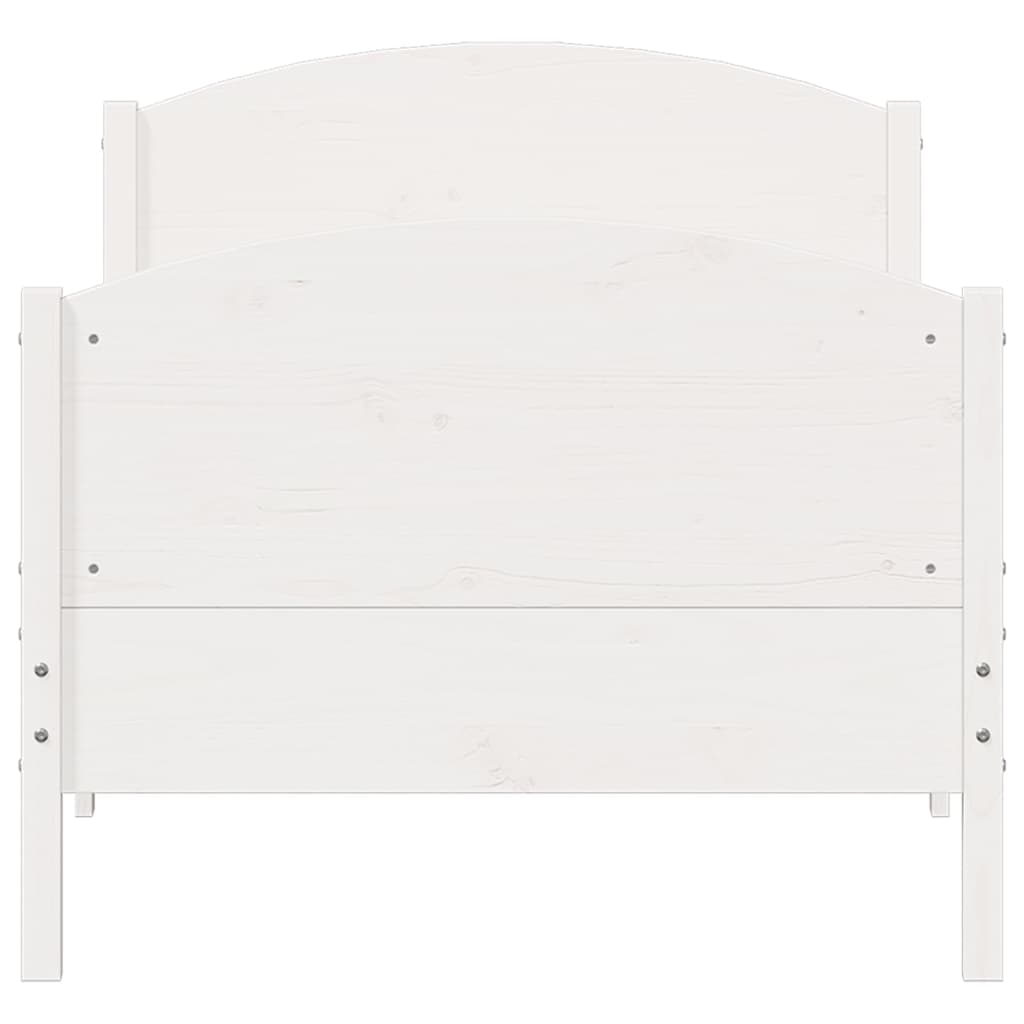 White Solid Pine Wood Bed Frame 90x200 cm - No Mattress Included