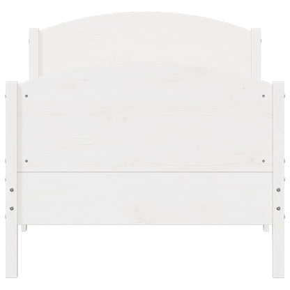 White Solid Pine Wood Bed Frame 90x200 cm - No Mattress Included