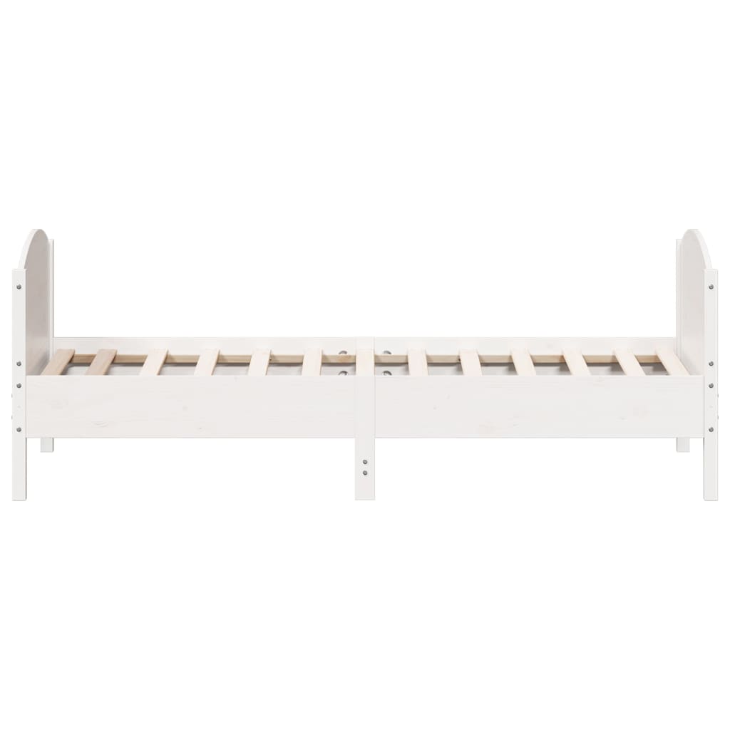 White Solid Pine Wood Bed Frame 90x200 cm - No Mattress Included