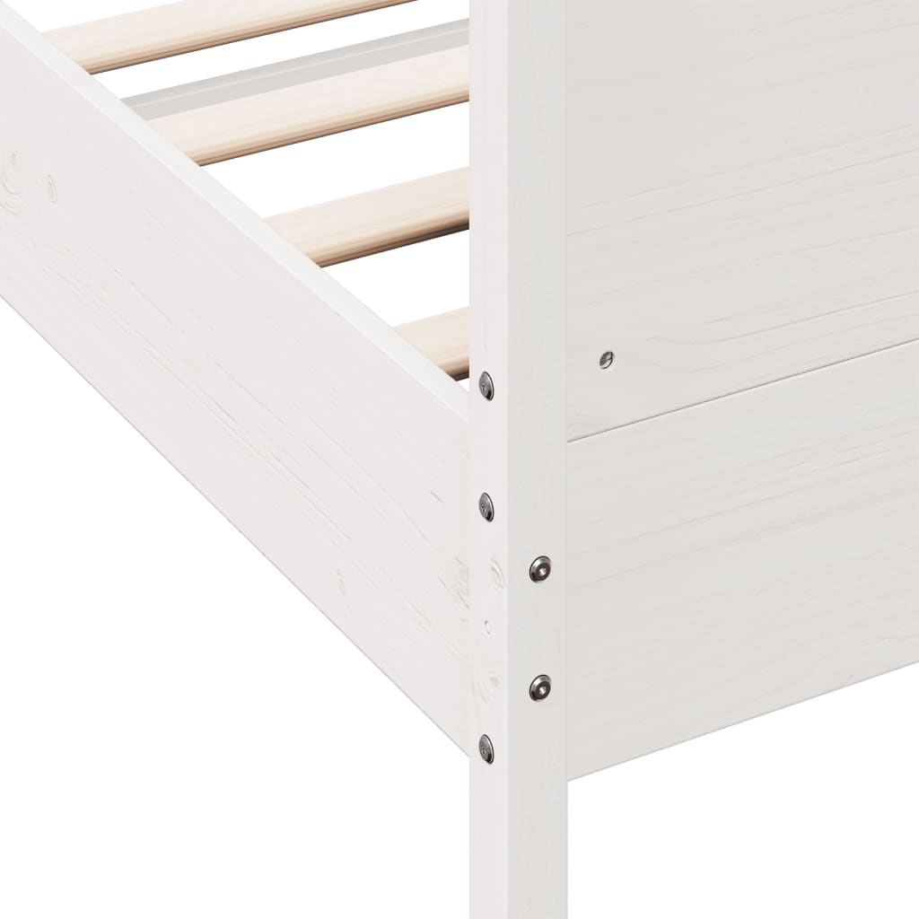 White Solid Pine Wood Bed Frame 90x200 cm - No Mattress Included