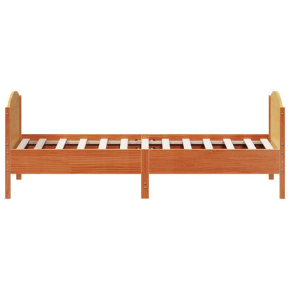 Solid Pine Wood Bed Frame in Wax Brown, 75x190 cm Small Single