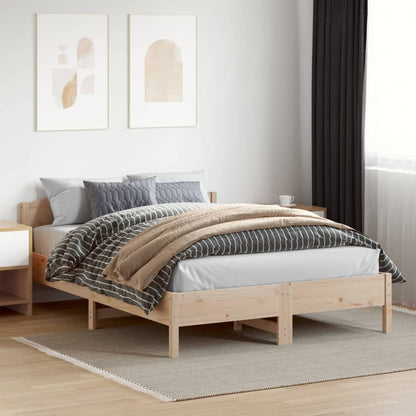 Solid Pine Wood Bed Frame 140x200 cm - Mattress Not Included
