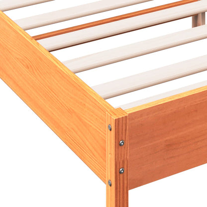 Solid Pine Bed Frame 140x200 cm - Wax Brown Finish, No Mattress