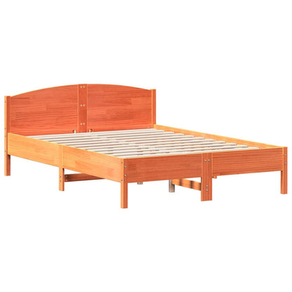 Solid Pine Wood Bed Frame Wax Brown 120x200 cm - No Mattress