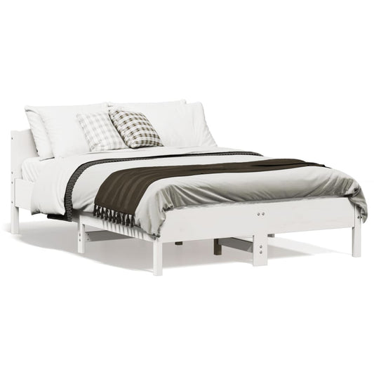 Bed Frame without Mattress White 140x190 cm Solid Wood Pine