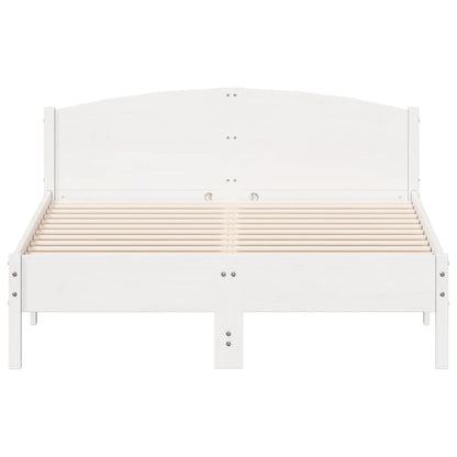 Solid White Pine Double Bed Frame - 135x190 cm | No Mattress Included