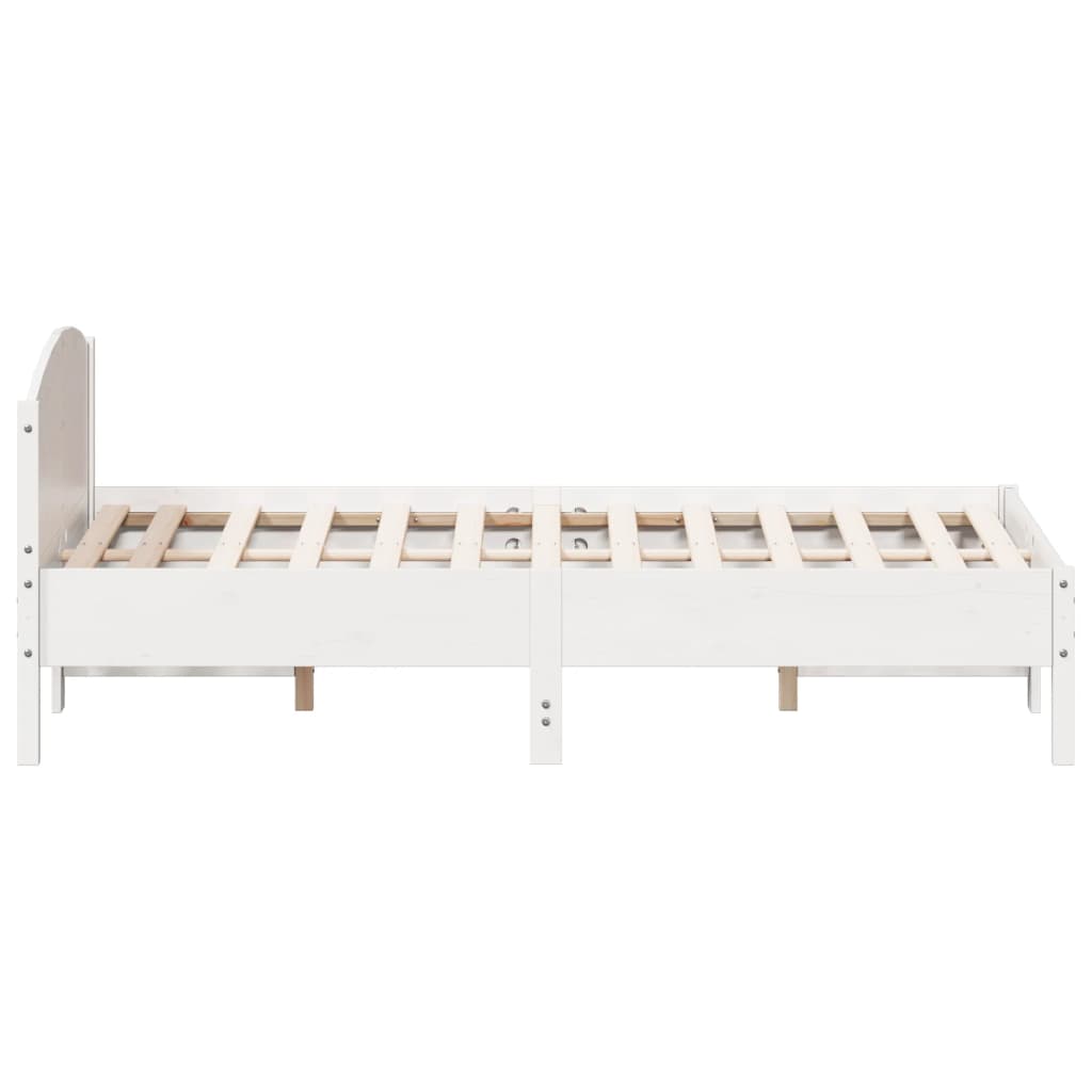 Solid White Pine Double Bed Frame - 135x190 cm | No Mattress Included