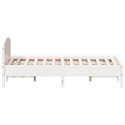 Solid White Pine Double Bed Frame - 135x190 cm | No Mattress Included