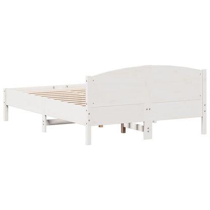 Solid White Pine Double Bed Frame - 135x190 cm | No Mattress Included