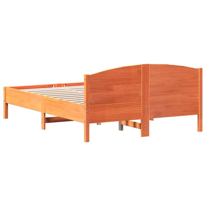 Solid Pine Bed Frame Wax Brown 135x190 cm - Double Size Furniture