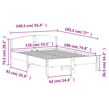 Solid Pine Bed Frame Wax Brown 135x190 cm - Double Size Furniture