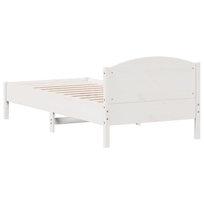 White Solid Pine Wood Bed Frame 90x200 cm - No Mattress Included