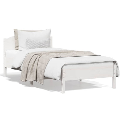 White Solid Pine Wood Bed Frame 90x200 cm - No Mattress Included