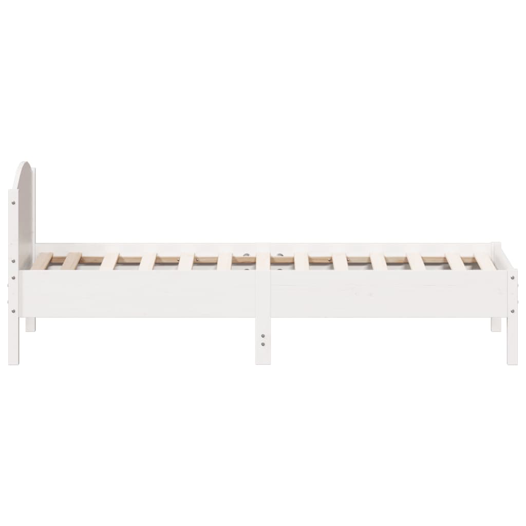 Solid Pine Wood White Bed Frame 75x190 cm - Small Single
