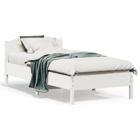 Solid Pine Wood White Bed Frame 75x190 cm - Small Single