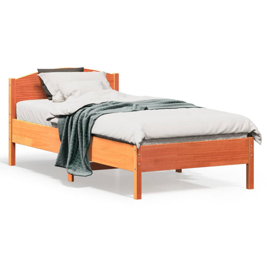 Solid Pine Bed Frame, Wax Brown, 75x190 cm - Small Single